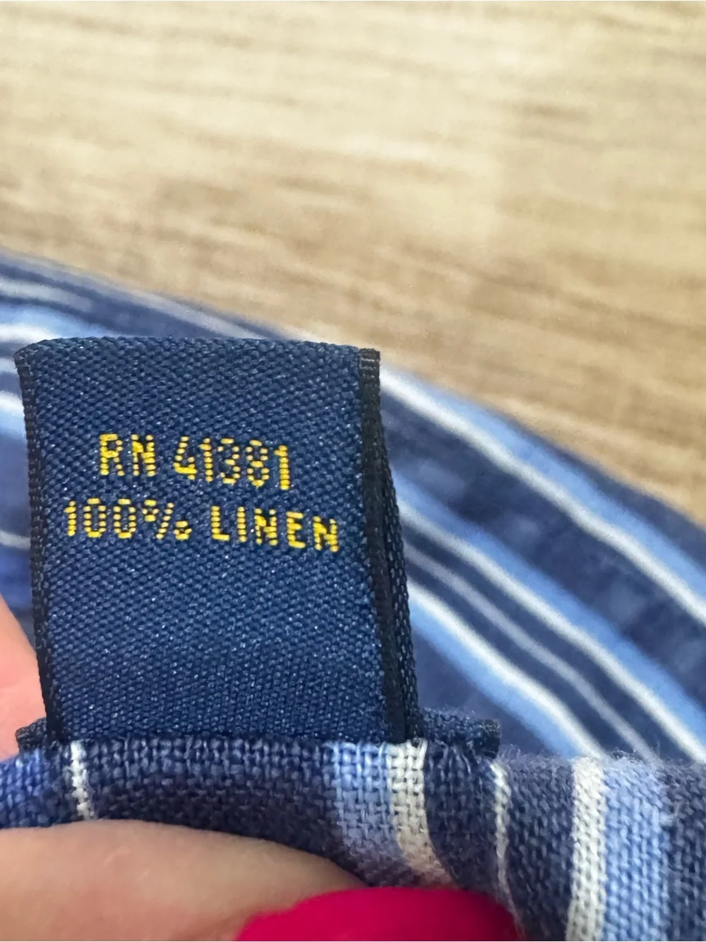 Polo Ralph Lauren 100% Linen Blue Striped Button Front Shirt Slim Fit Large